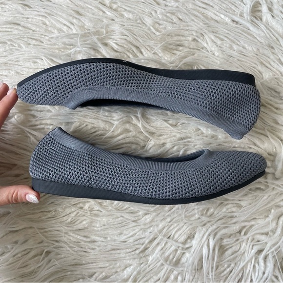 All Black Footwear Gray Mesh Pointes Toe Ballet Flat Comfort Shoes EUC Size 38 - Picture 3 of 10